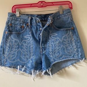Levi’s 501 Jean embroidered jean shorts